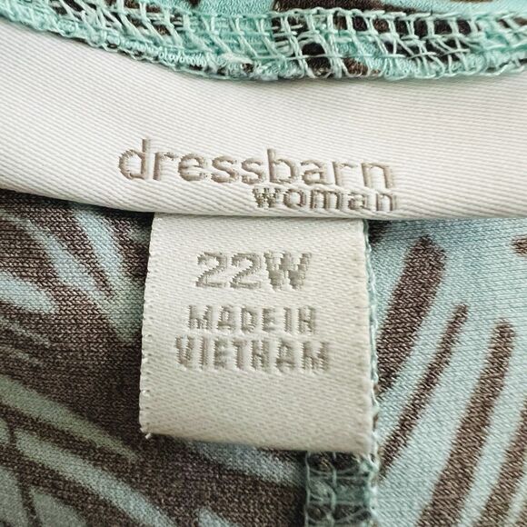 Dressbarn Gorgeous Turquoise Blue & Black Tropical Palm Frond Maxi Dress Plus 22 - Picture 7 of 9